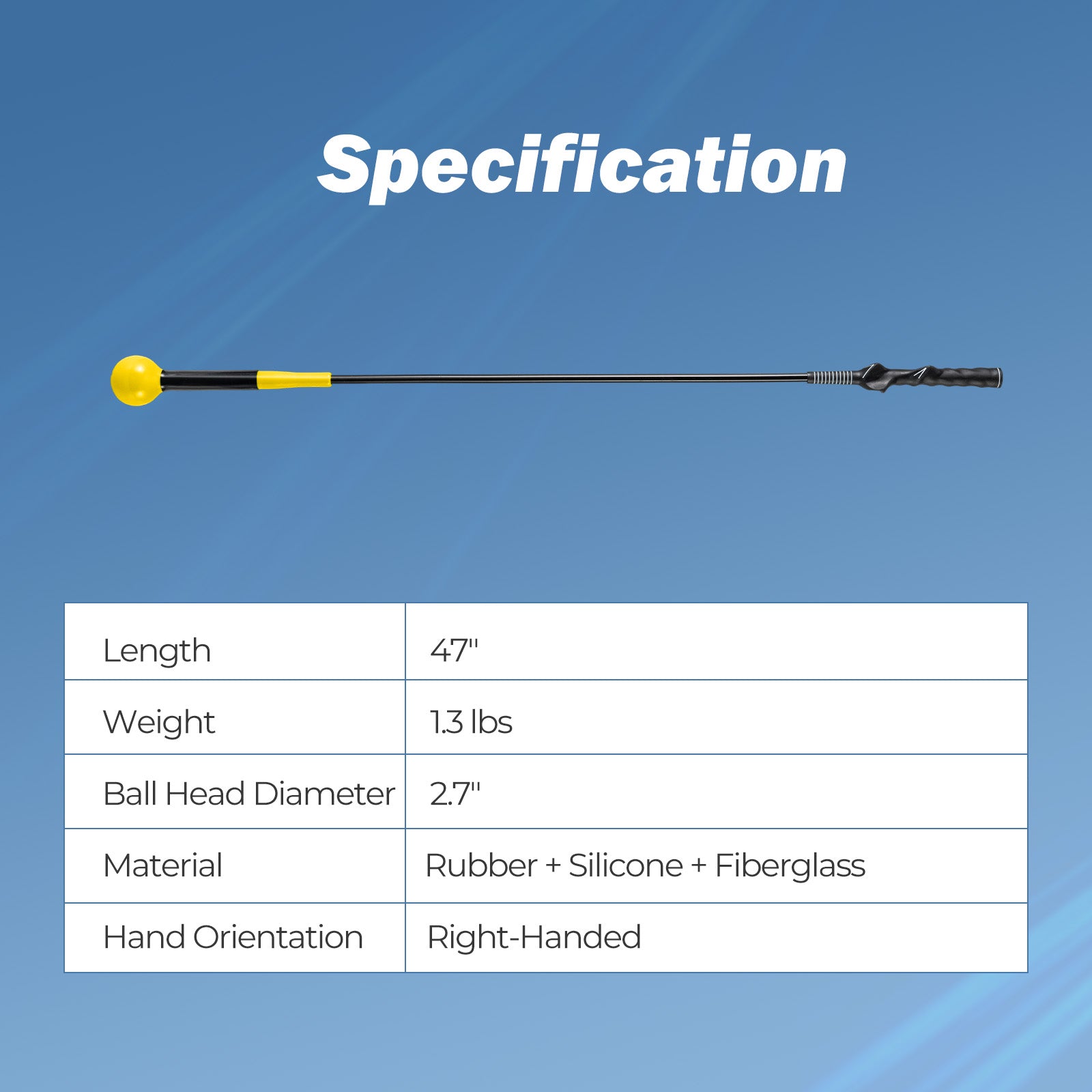 Golf Swing Trainer Aid 47inch/40inch/31.5inch Warm-up Practice Stick with Weighted Head for Grip, Yellow Golf at Gallery Canada