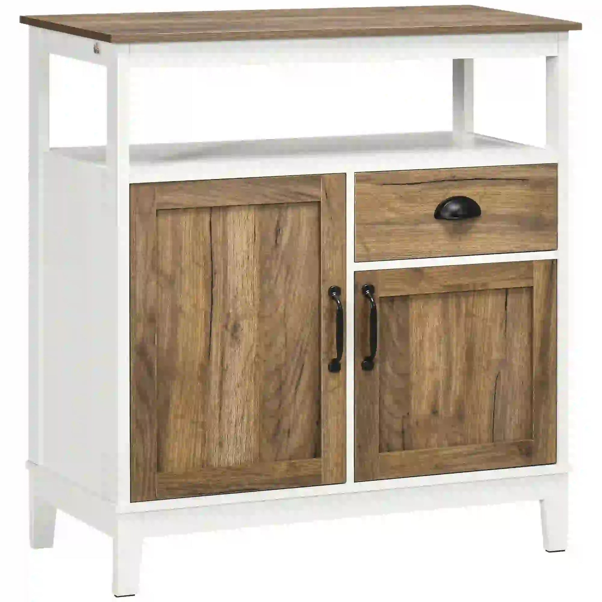 Storage Cabinet, Freestanding Sideboard with Doors, Drawer, for Dining, Living, Bedroom Storage Cabinets Brown Oak, White at Gallery Canada