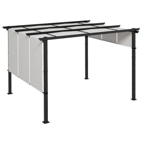 10' x 12' Metal Pergola With Retractable Canopy, For Garden Patio