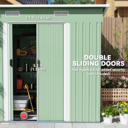 7'x4' Metal Patio Storage Shed, Garden Tool Utility, Light Green Sheds at Gallery Canada