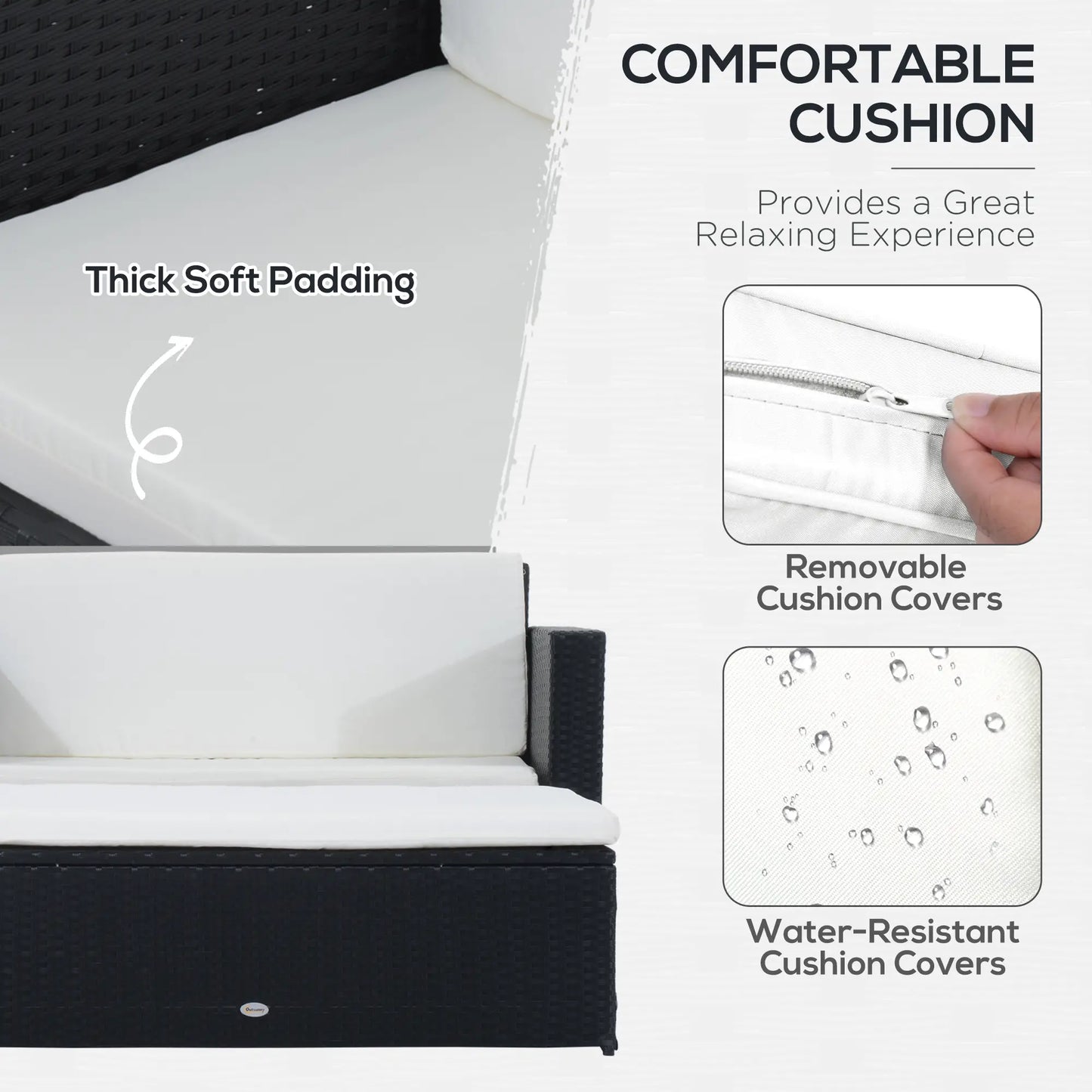 2-Piece Wicker Patio Set, Double Ottoman, PE Rattan, Cream White Patio Furniture Sets at Gallery Canada