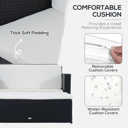 2-Piece Wicker Patio Set, Double Ottoman, PE Rattan, Cream White Patio Furniture Sets at Gallery Canada