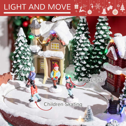 Animated Christmas Village Set, Santa Deer Skating Pond, LED Light, Multicolored Christmas Village Houses at Gallery Canada