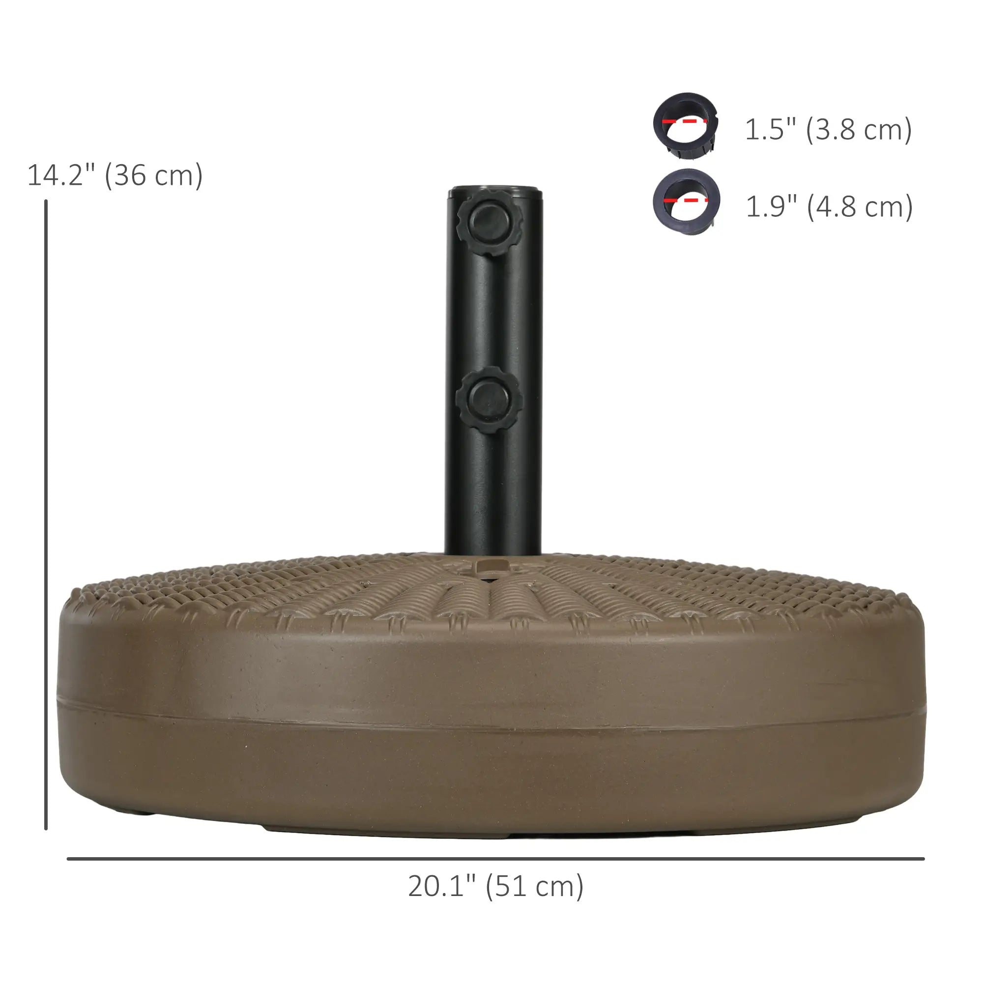 Heavy Duty Fillable Umbrella Base, Round Parasol Stand, Brown Umbrella Bases at Gallery Canada