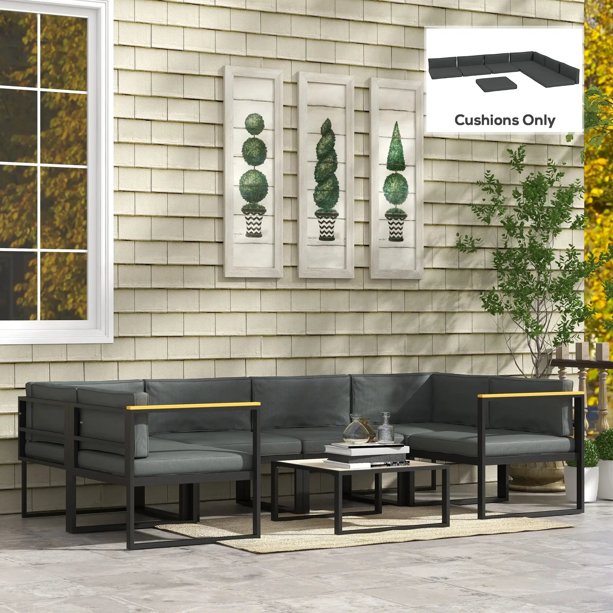 Replacement Cushions for Rattan Furniture, 14 Piece, 7 Seat 7 Back, Grey Patio Chair Cushions at Gallery Canada