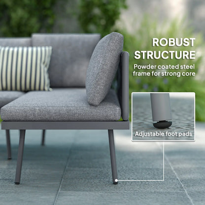 3 Pc Outdoor Furniture Set, L Shaped Wicker, Steel Table, Grey Patio Furniture Sets at Gallery Canada