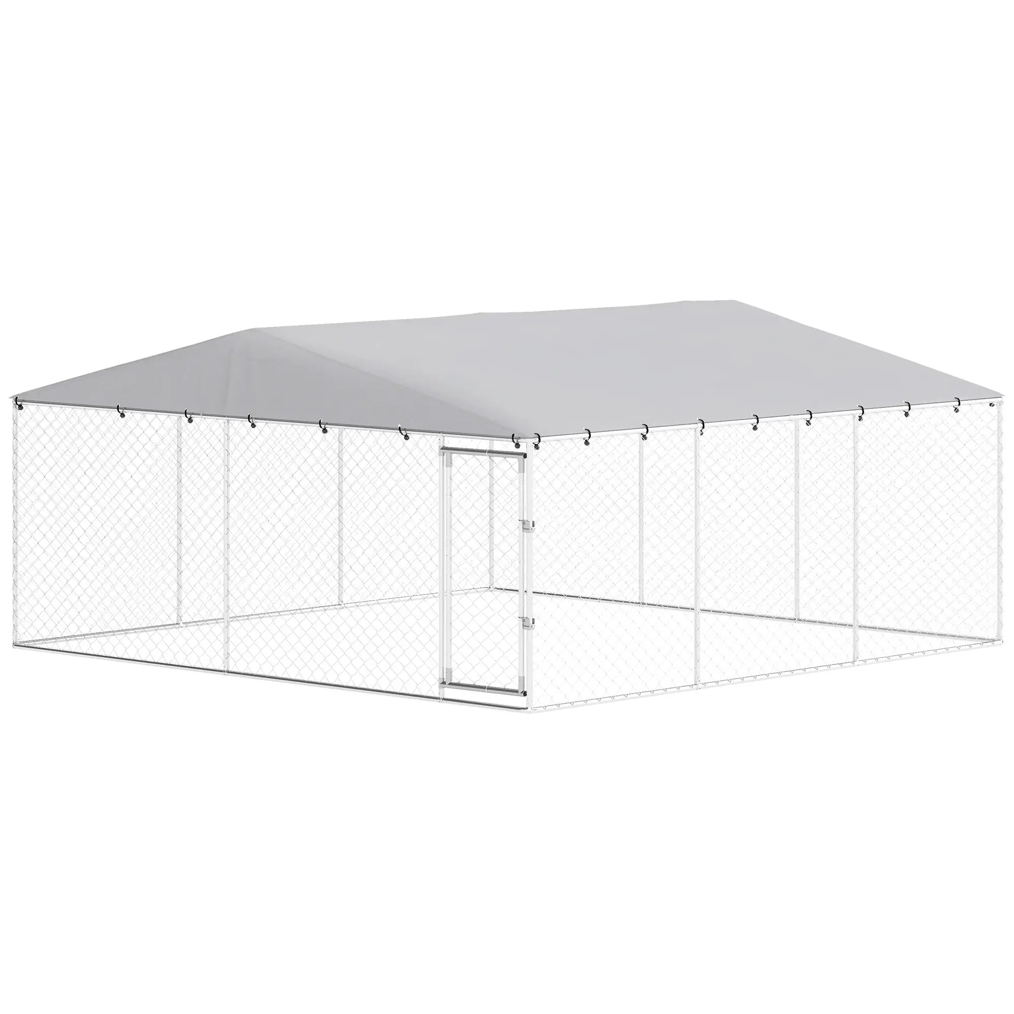 14.8' x 14.8' x 7.1' Dog Kennel, Outdoor, Waterproof Cover, Silver Dog Kennels Silver at Gallery Canada