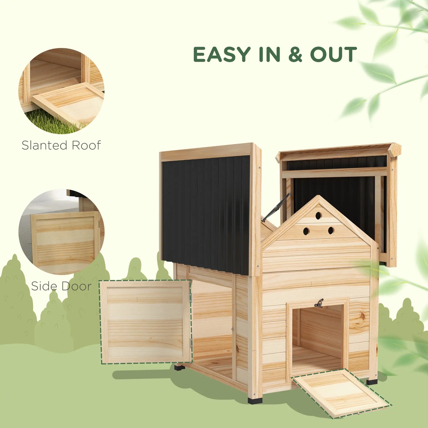 Wooden Duck Coop With Openable Roof, Double Doors, Natural Wood Chicken Coops at Gallery Canada