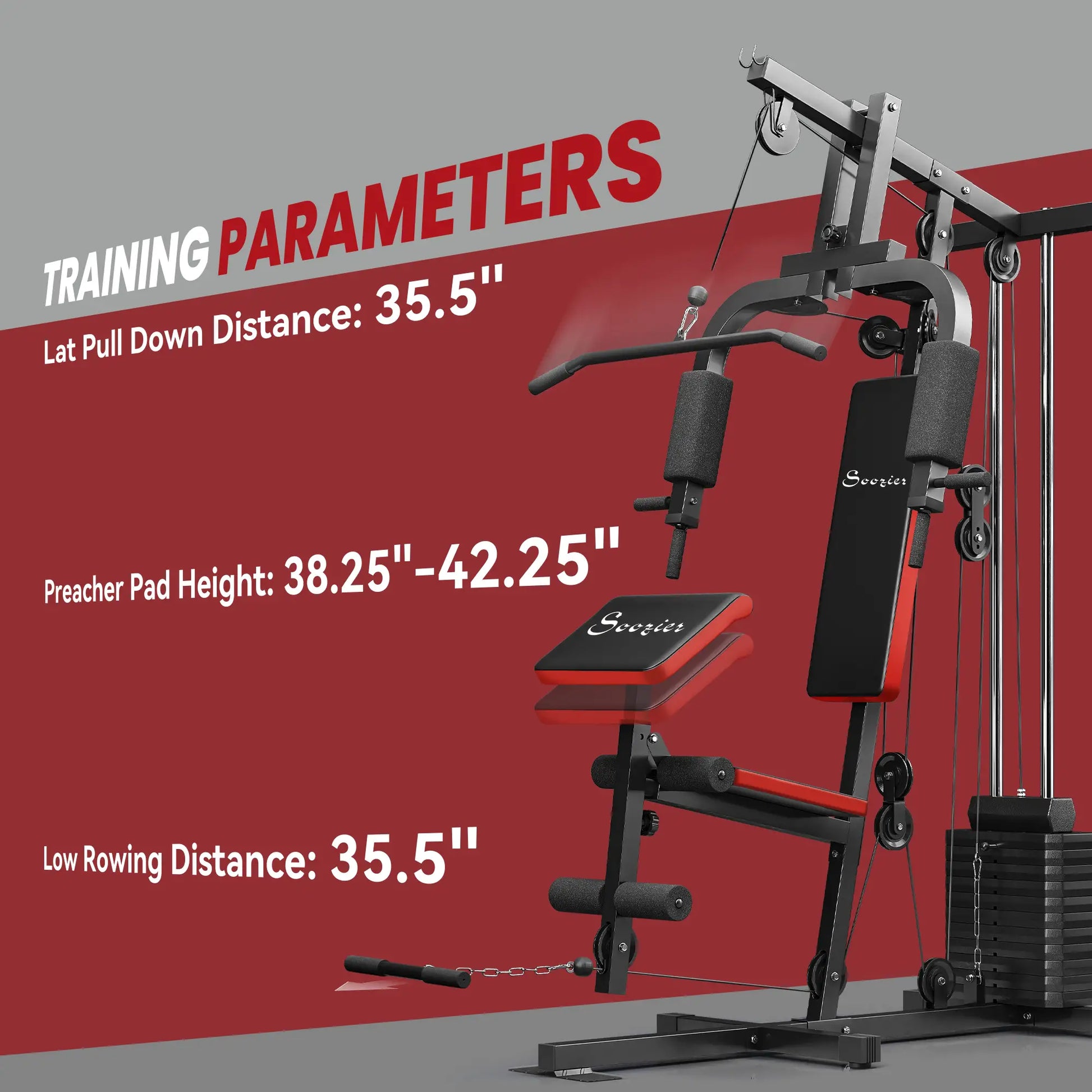 Weight Training Machine, Multifunction Home Gym, 143lbs, Red Power Towers at Gallery Canada