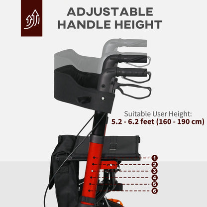 Senior Rollator with Seat, Rubber Wheels, Adjustable Handle, Red Knee Walker & Wheelchair Ramps at Gallery Canada