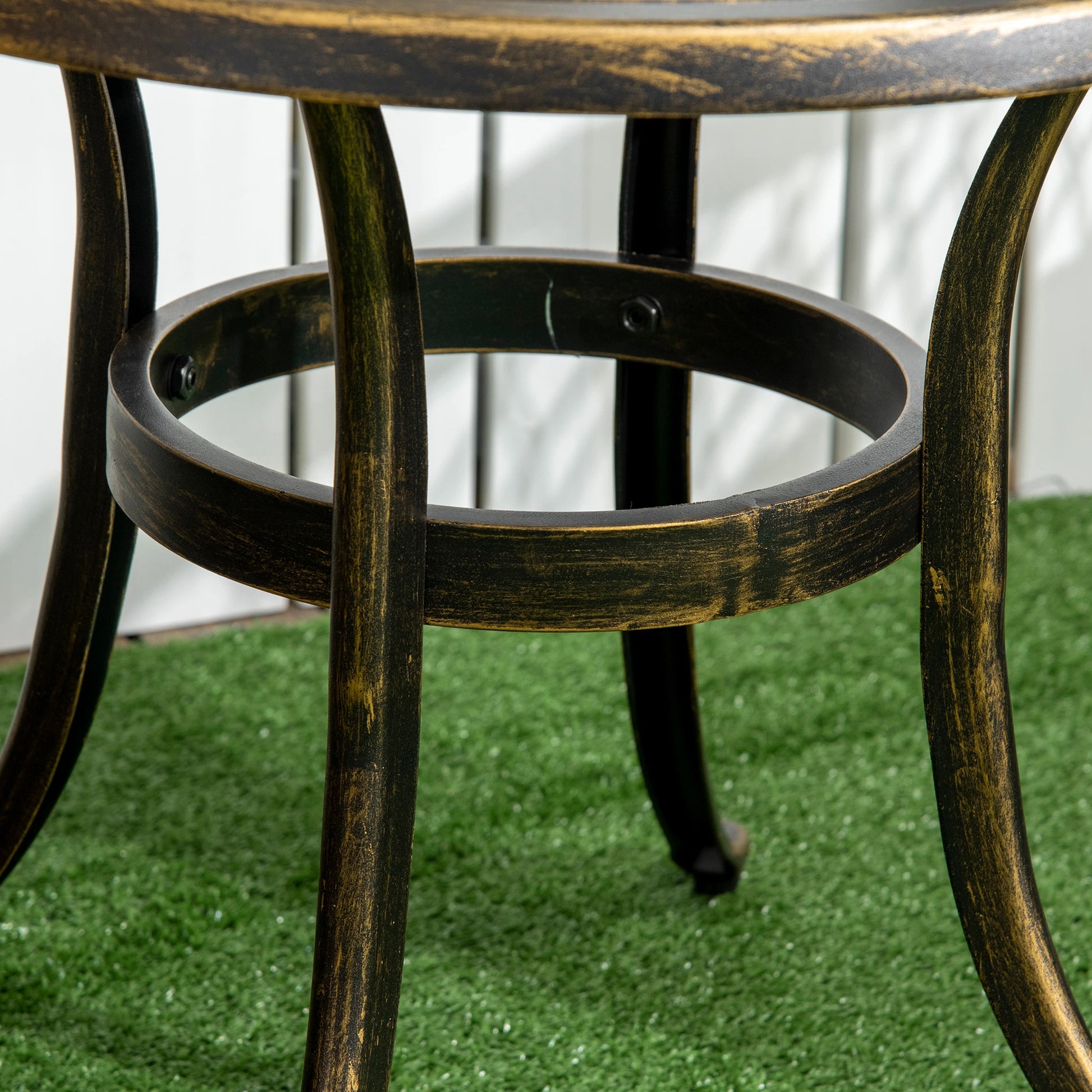 23.6" Round Outdoor Side Table, Cast Aluminum Frame, Bronze Patio Side Tables at Gallery Canada