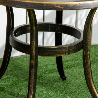 23.6" Round Outdoor Side Table, Cast Aluminum Frame, Bronze Patio Side Tables at Gallery Canada