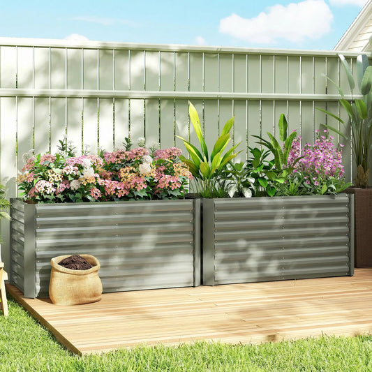 Galvanized Metal Planters, 4' x 2' x 2' Raised Garden Bed, Light Grey Galvanized Planter Boxes Light Grey at Gallery Canada