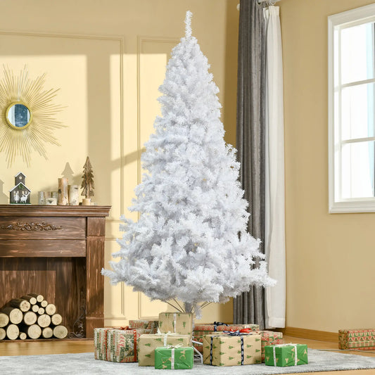 7ft Artificial Christmas Tree, 1230 Branch Tips, Metal Stand, White White Christmas Trees White at Gallery Canada