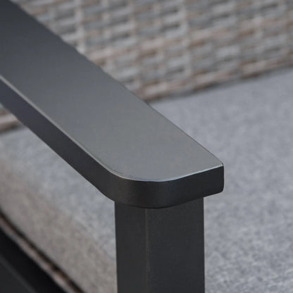 4pc Patio Furniture Set, Aluminum Frame, PE Rattan, 2 Sofas, 1 Loveseat, Coffee Table, Tempered Glass Top, Black, Grey Patio Furniture Sets at Gallery Canada