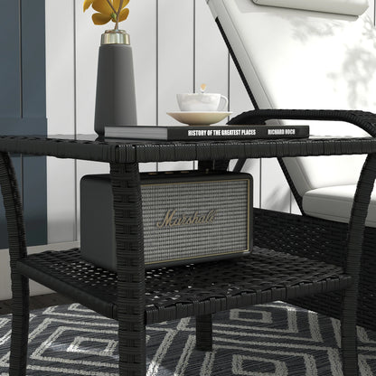 20" Patio Wicker Coffee Table, Outdoor PE Rattan Side Table, Black Patio Side Tables at Gallery Canada