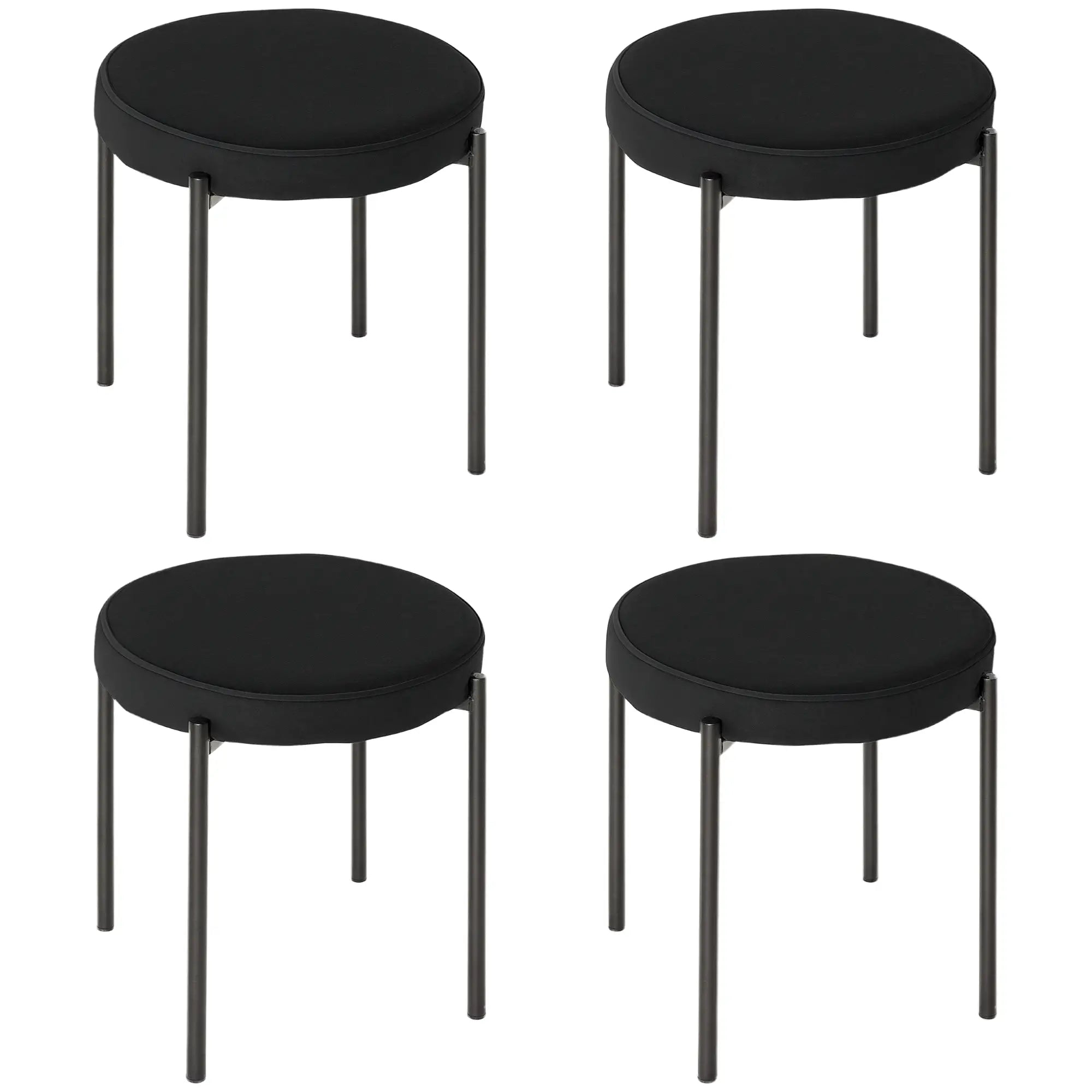 Round Backless Dining Chairs, Stacking Stools Set of 4, Black Dining Chairs Black at Gallery Canada