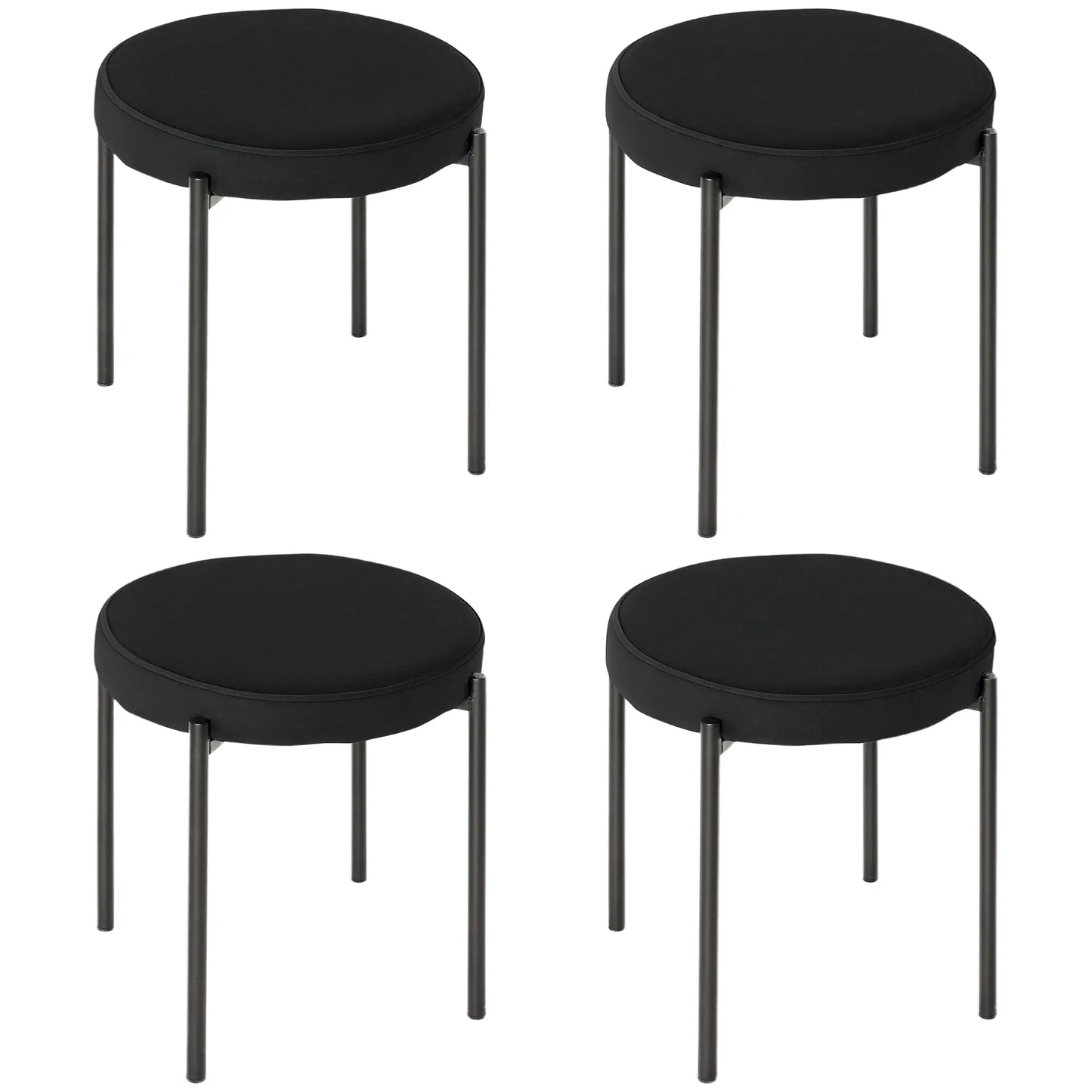 Round Backless Dining Chairs, Stacking Stools Set of 4, Black Dining Chairs Black at Gallery Canada