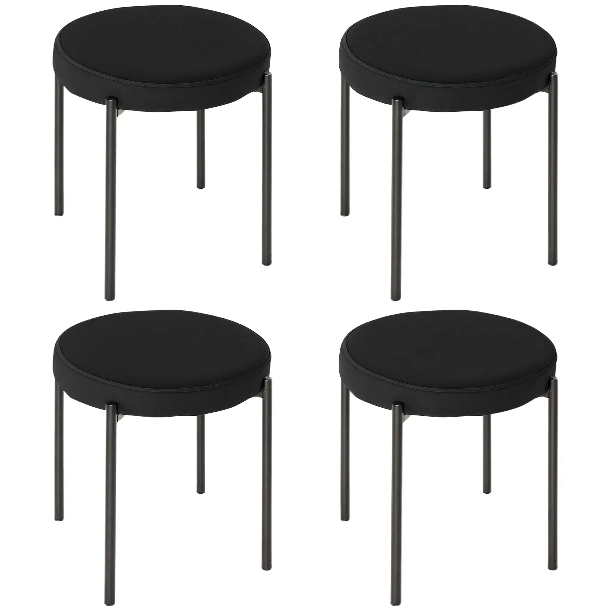 Round Backless Dining Chairs, Stacking Stools Set of 4, Black Dining Chairs Black at Gallery Canada
