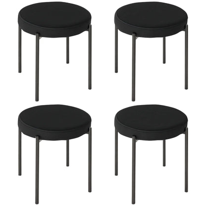 Round Backless Dining Chairs, Stacking Stools Set of 4, Black Dining Chairs Black at Gallery Canada