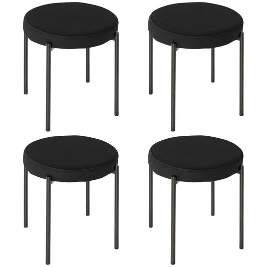 Round Backless Dining Chairs, Stacking Stools Set of 4, Black Dining Chairs Black at Gallery Canada
