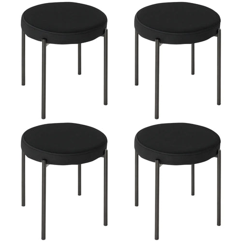 Round Backless Dining Chairs, Stacking Stools Set of 4, Black