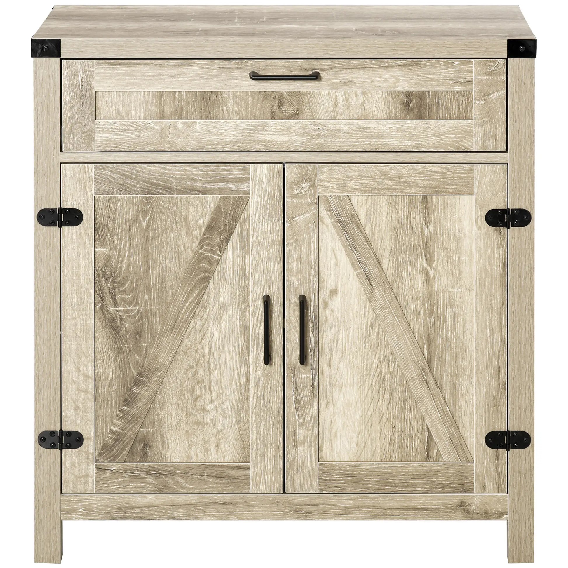 Farmhouse Kitchen Cabinet, Sideboard with 2 Barn Doors, Drawer, Oak Bar Cabinets at Gallery Canada