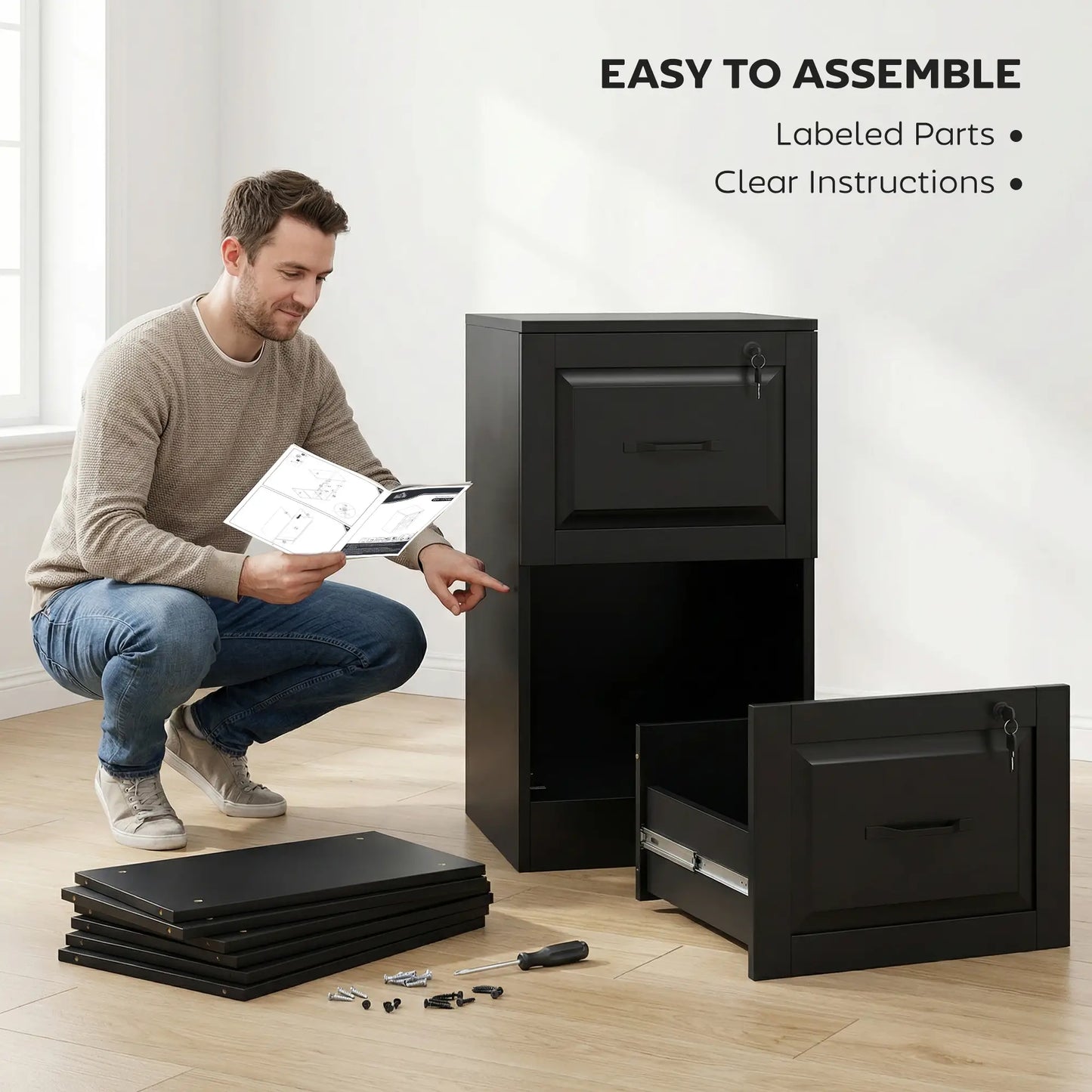 2 Drawer File Cabinet With Lock, Vertical Filing Cabinet, Black Office Cabinets & Cupboards at Gallery Canada