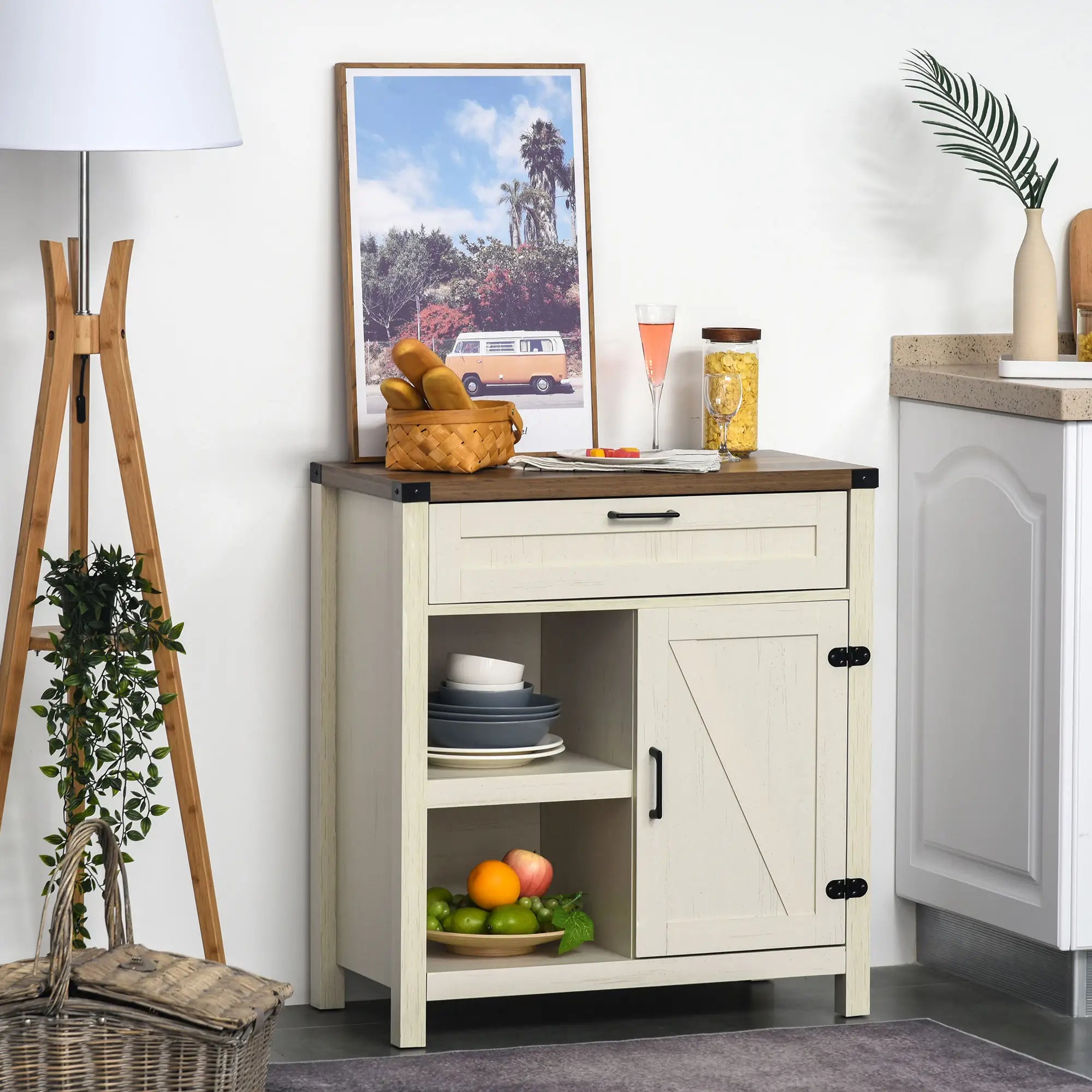 Rustic Barn Door Cabinet, Farmhouse Buffet Sideboard, White Bar Cabinets at Gallery Canada