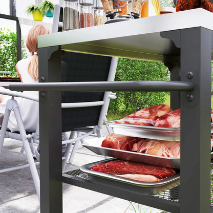 3-Shelf Outdoor Grill Cart, Stainless Steel Top, Wheels Outdoor Grill Carts at Gallery Canada