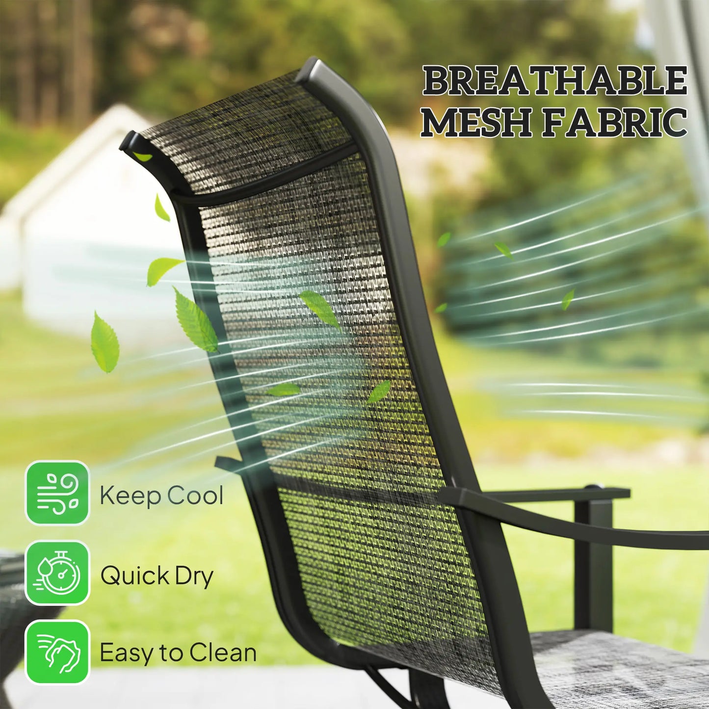 2 Rocking Swivel Patio Chairs, Mesh Outdoor Dining, High Back, Mixed Grey, Grey Bistro Sets at Gallery Canada