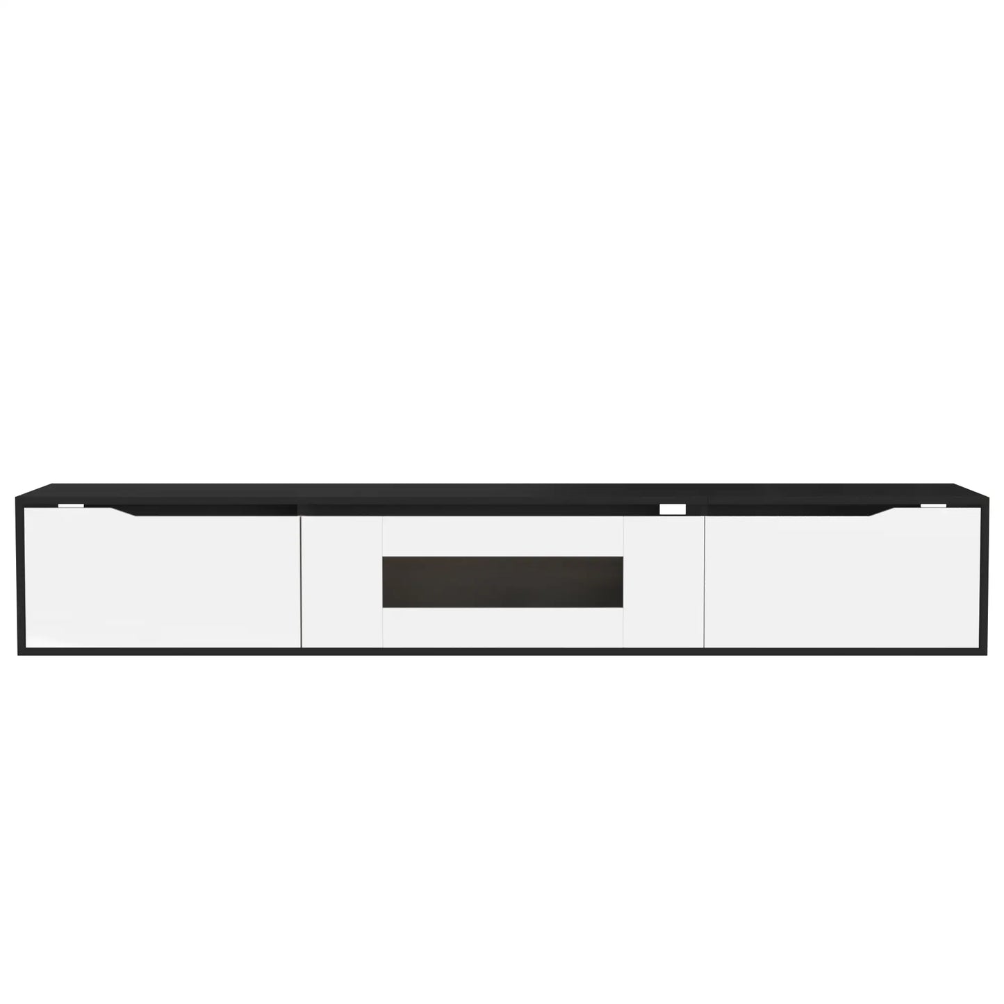 TV Stand With LED Lighting, Mounting Options, 71" L x 12" W x 12" H, Black+White TV Stands Black, White at Gallery Canada
