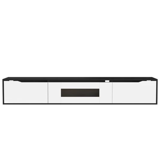 TV Stand With LED Lighting, Mounting Options, 71" L x 12" W x 12" H, Black+White TV Stands Black, White at Gallery Canada
