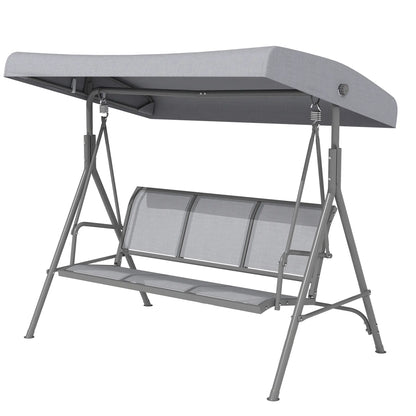 Chaise Balançoire 3 Places, Hamac de Jardin à Cadre en A, Toit Ajustable, Gris