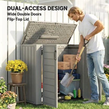33 Cu.ft Plastic Outdoor Storage Shed, Lockable Doors, Light Grey Outdoor Storage Cabinet at Gallery Canada