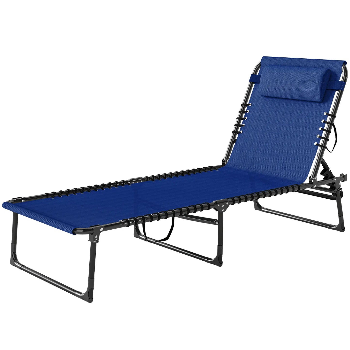 Outdoor Folding Lounge Chair, 4-Level Adjustable, Navy Blue Lounger Chairs at Gallery Canada