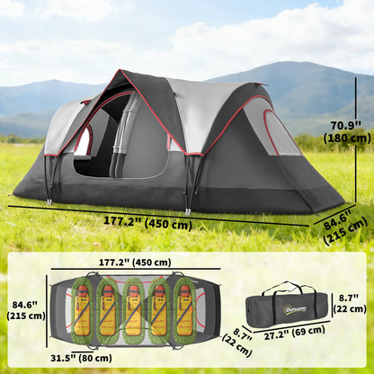 6-8 Man Camping Tent, 2000mm Waterproof Rainfly, Carry Bag, Dark Grey Camping Tents at Gallery Canada