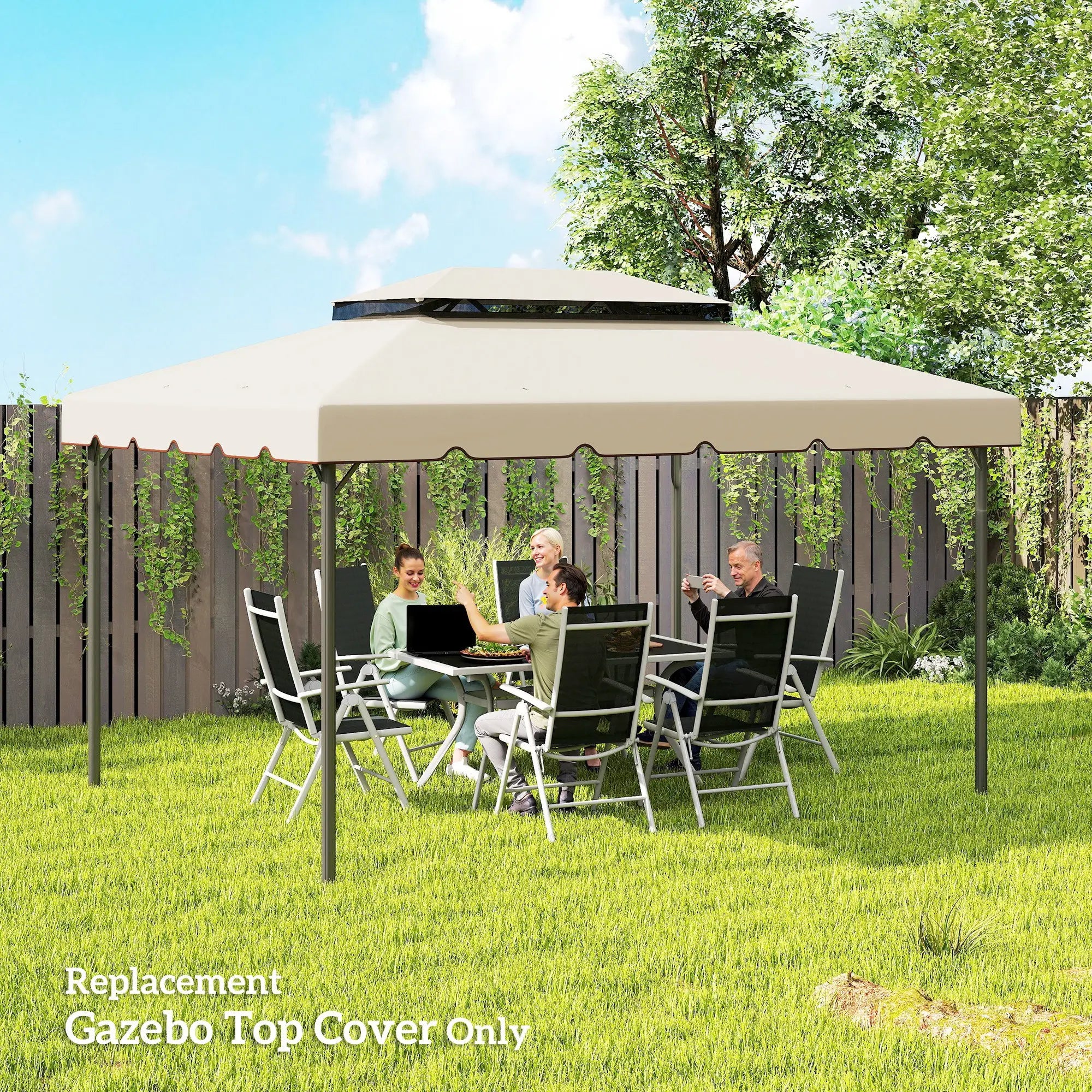 13' x 10' Gazebo Replacement Canopy, Double Vented Roof, Beige Gazebo Canopy Replacement at Gallery Canada