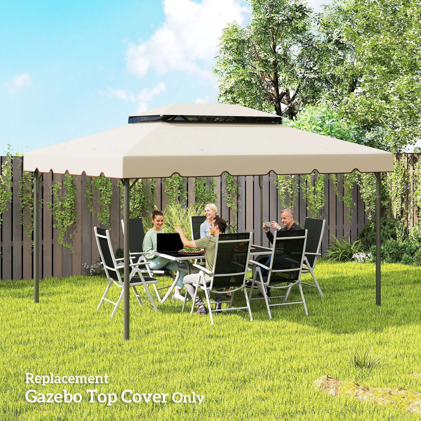13' x 10' Gazebo Replacement Canopy, Double Vented Roof, Beige Gazebo Canopy Replacement at Gallery Canada