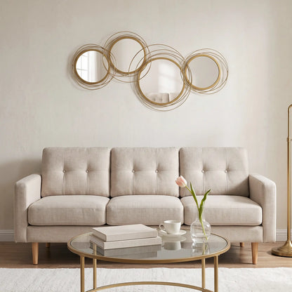 Metal Wall Art Circle Mirror, 42.25" W x 22" H, Gold Hand Painted Canvases at Gallery Canada