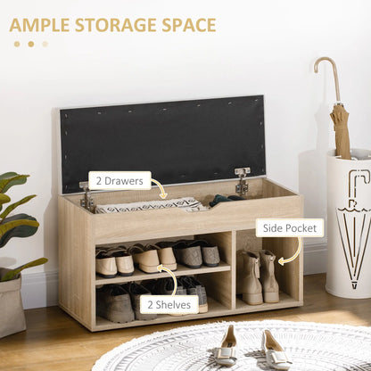 Shoe Bench with Padded Cushion, Hidden Storage, Natural Storage Ottomans & Benches at Gallery Canada