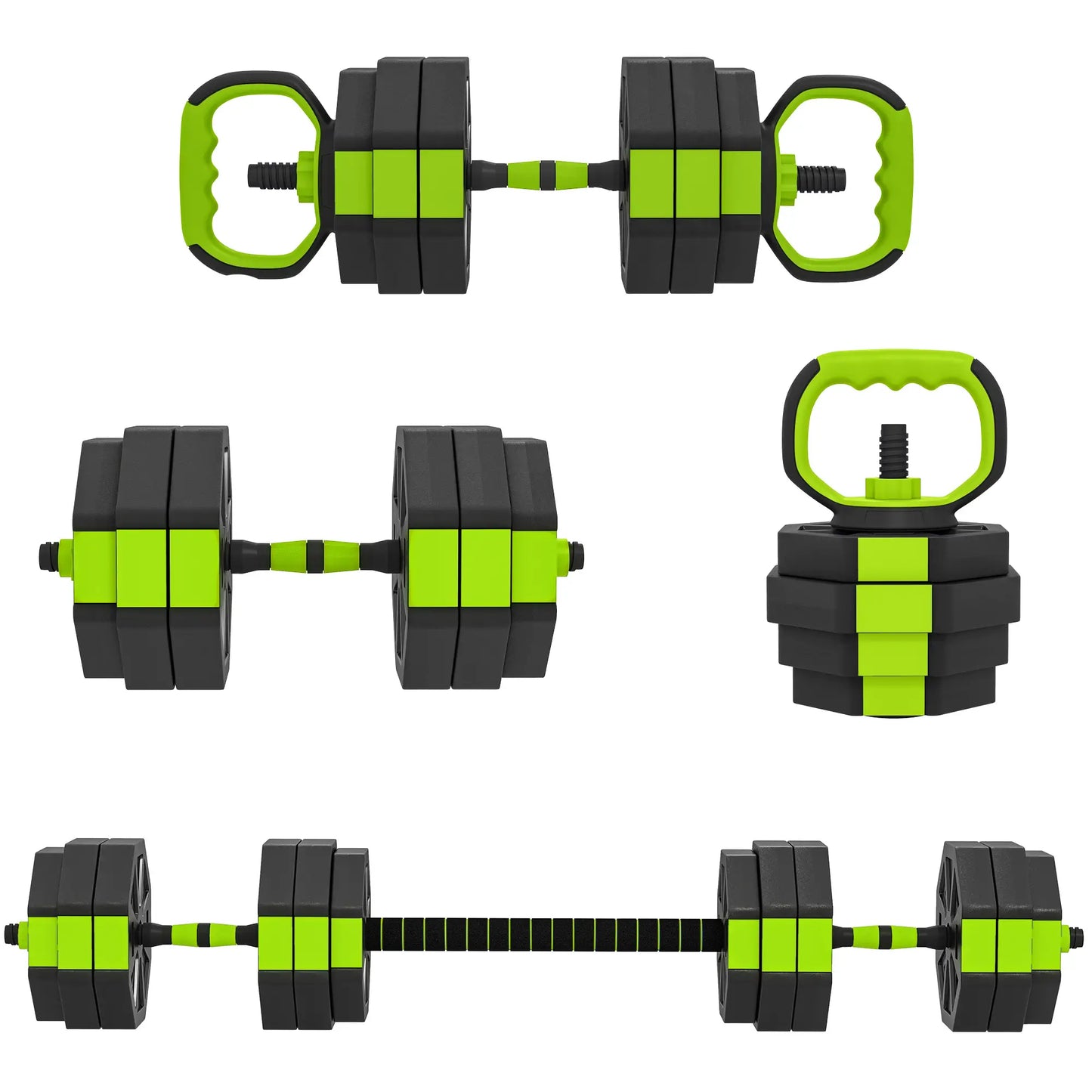 4-in-1 Adjustable Dumbbell Set, 66lbs, Green Dumbbells & Barbells at Gallery Canada