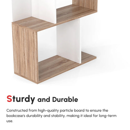 5-Tier Geometric Bookcase, Modern Room Divider, White Display Bookshelves at Gallery Canada