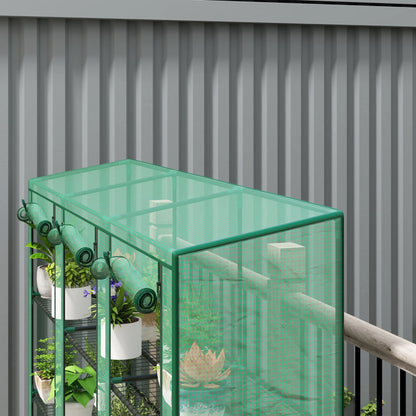 Lean-To Greenhouse, 3 Tier Shelves, 3 Roll-Up Doors, Indoor Outdoor, Green Greenhouses at Gallery Canada