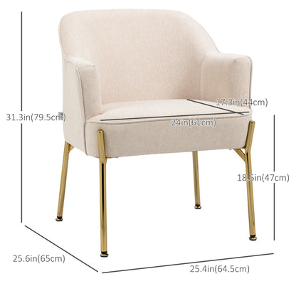 Modern Fabric Armchair, Metal Legs Accent Chair, White Cream Accent Chairs at Gallery Canada