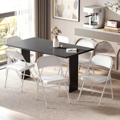 Set of 6 Foldable Chairs, PU Leather Padded, 17.5" x 17.5" x 31.5", White Dining Chairs at Gallery Canada