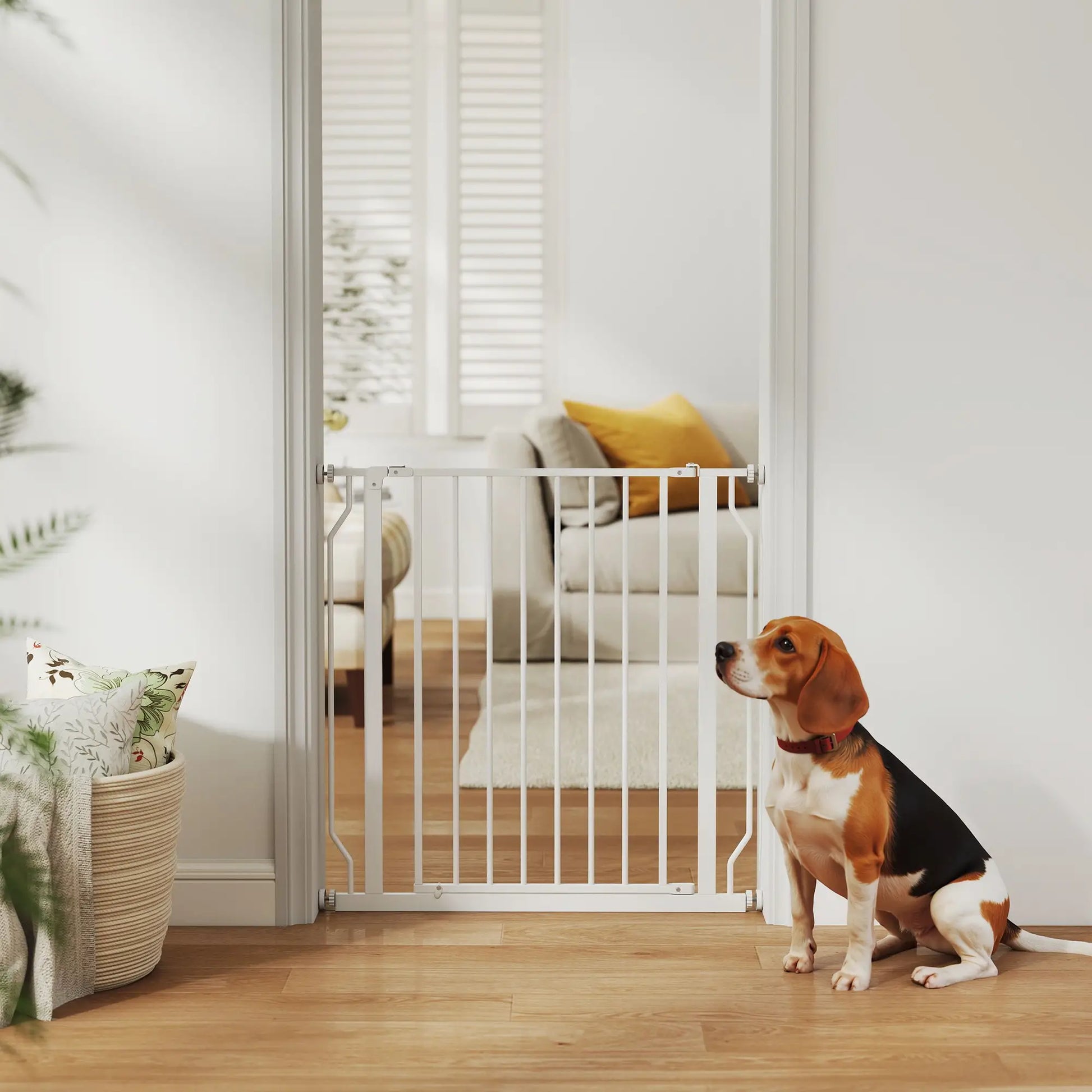 30"-34" Easy Install Pet Gate, Door & Double Lock, Extra Wide, White Houses, Kennels & Pens at Gallery Canada