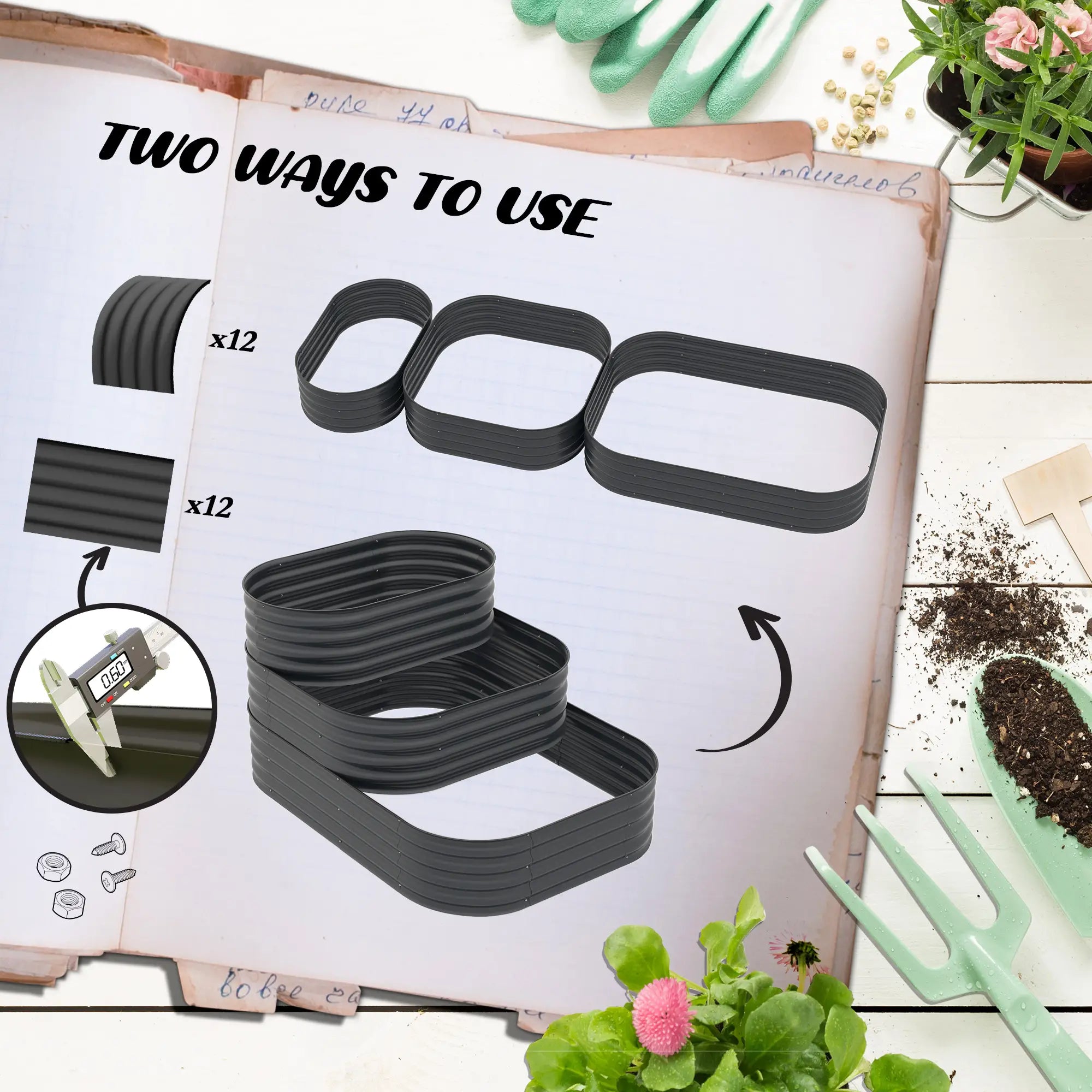 5.2'x3.6'x2.7' Outdoor Raised Garden Bed, 3-Tier Galvanized Planter Box, Grey Raised Garden Beds at Gallery Canada