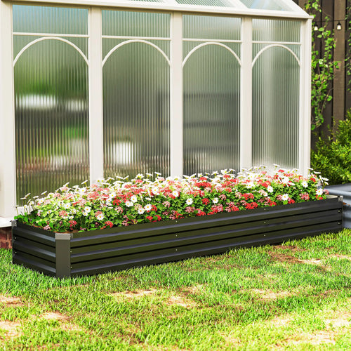 8'x2'x1' Galvanized Raised Bed, Elevated Planter Box, Dark Grey