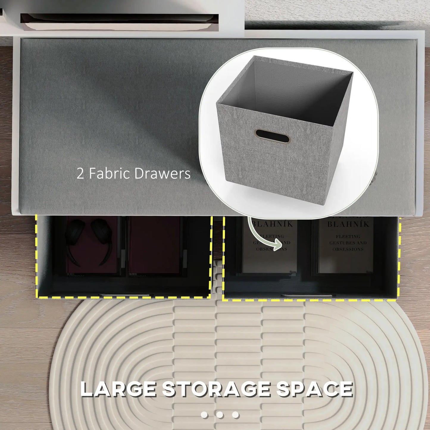 Shoe Storage Bench with Seat, 2 Fabric Drawers, White Shoe Storage Cabinets & Racks at Gallery Canada